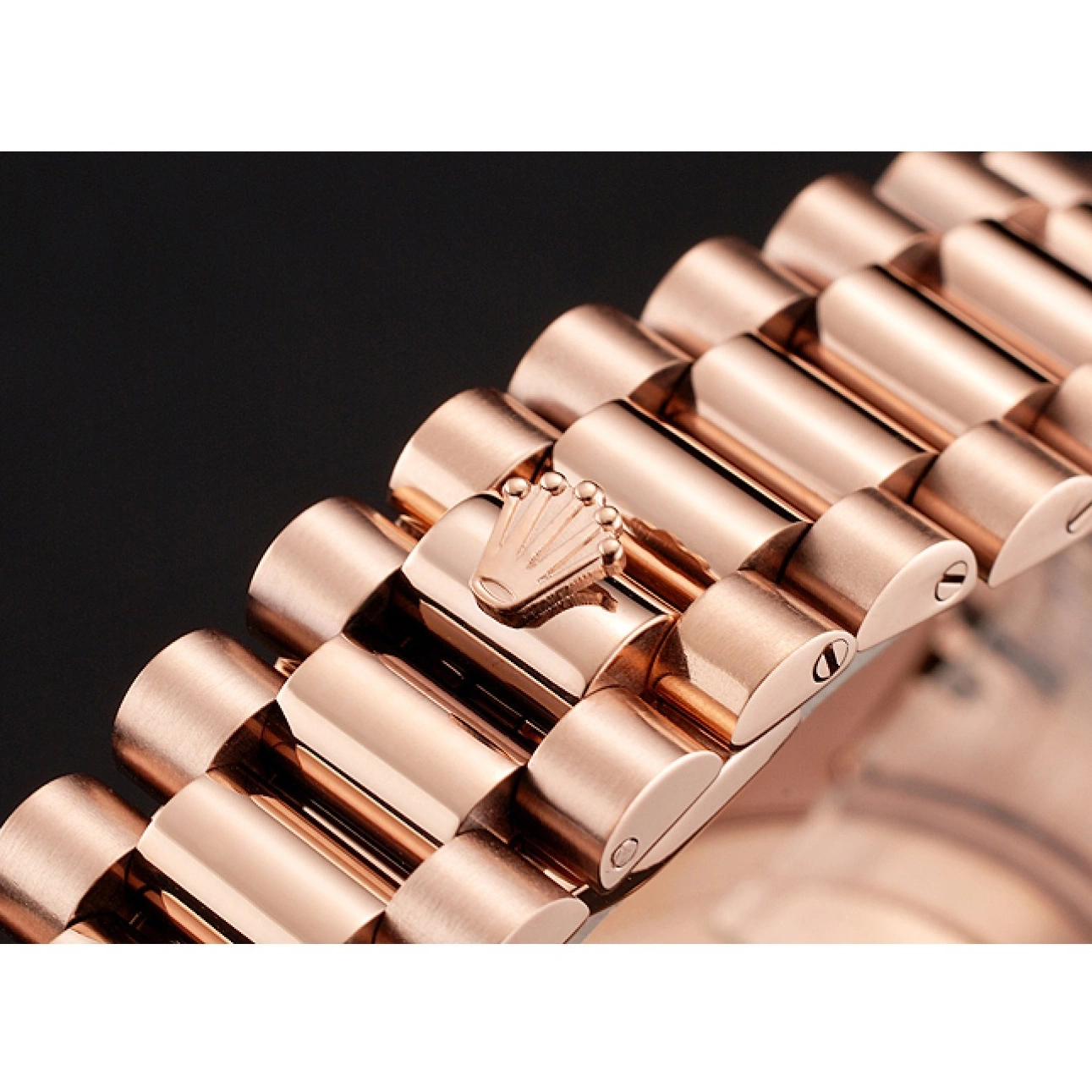 Aaa replica watch Bracelet Rolex 1454102 And Swiss Gold Rose Rubies Diamonds Dial Black Day-Date 0602